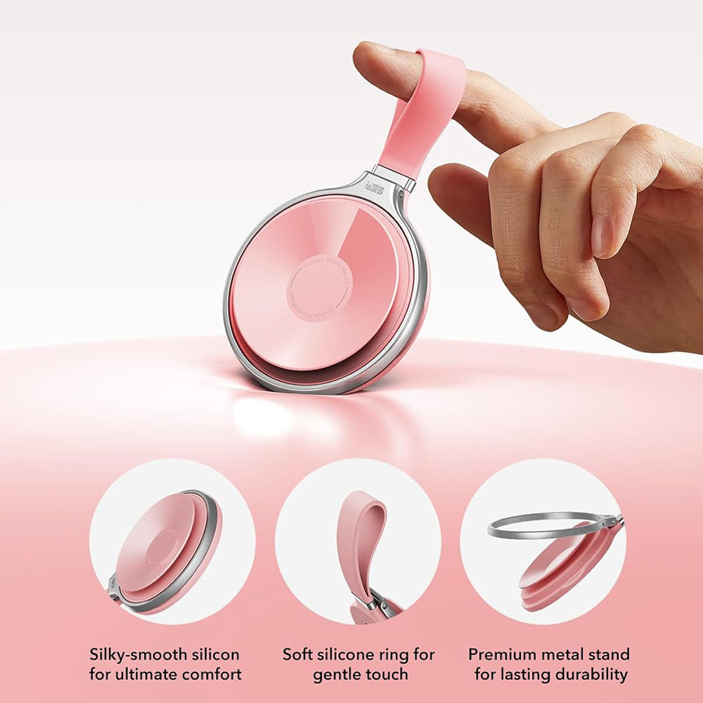 ESR - Suction Phone Mount HaloLock (2K6500101) - Hands-Free Mirror Phone Stand, Magnetic, 360° Rotation Ring - Pink