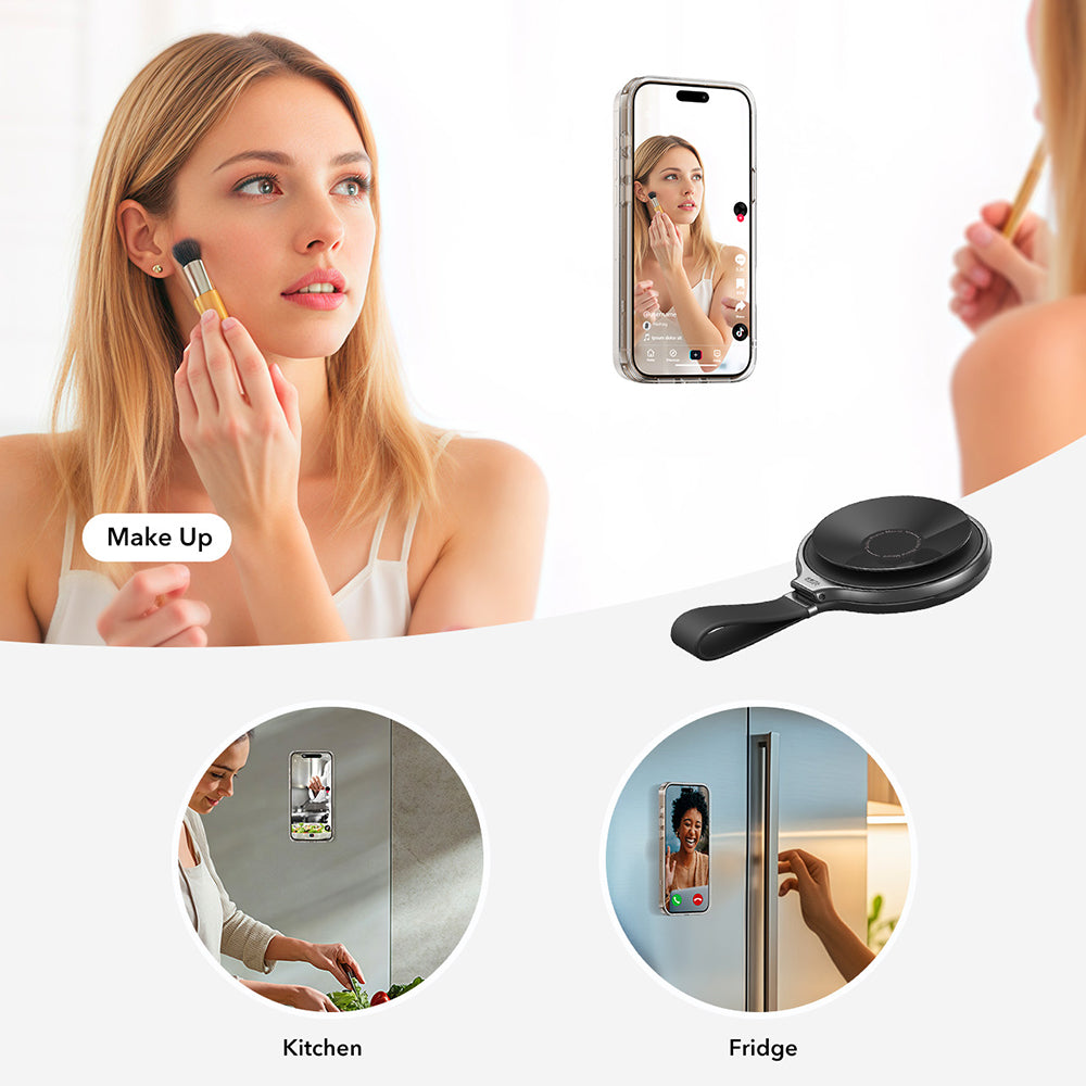 ESR Suport ESR Suction Phone HaloLock (2K6500301), Hands-Free Mirror Phone Stand, Magnetic, 360° Rotation Ring, Negru – 
