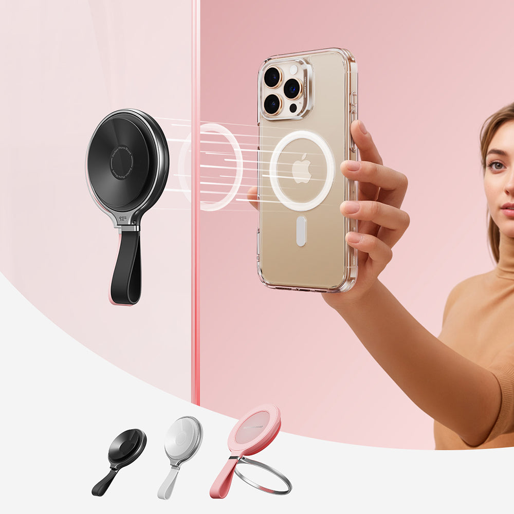 ESR Suport ESR Suction Phone HaloLock (2K6500301), Hands-Free Mirror Phone Stand, Magnetic, 360° Rotation Ring, Negru – 