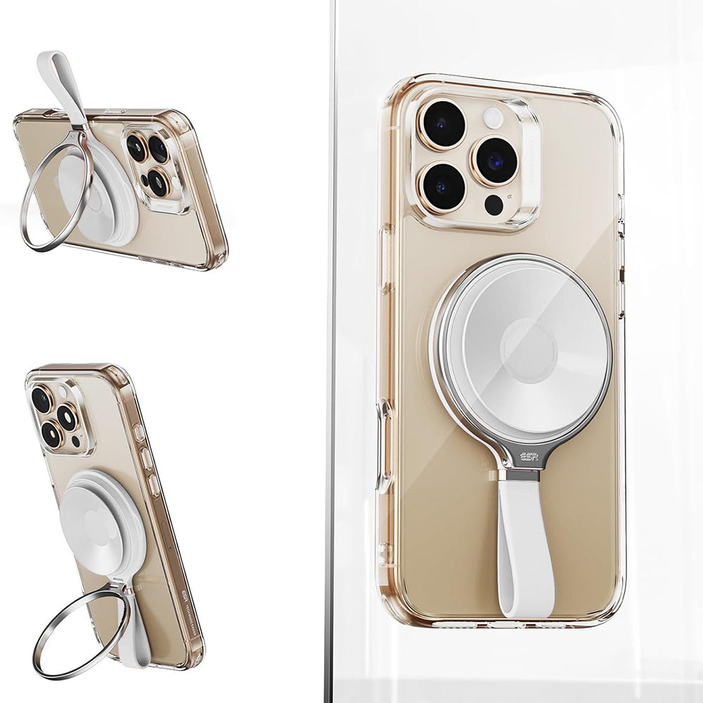 ESR - Suction Phone Mount HaloLock (2K6500201) - Hands-Free Mirror Phone Stand, Magnetic, 360° Rotation Ring - White