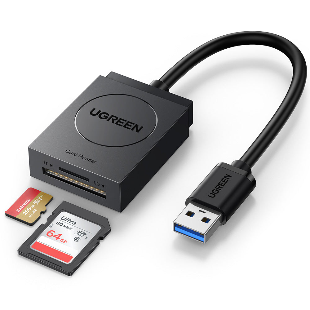 Cititor de Carduri SD, Micro SD la USB 3.0, Plug & Play, 5Gbps, 15cm - Ugreen CR127 (20250) - Black