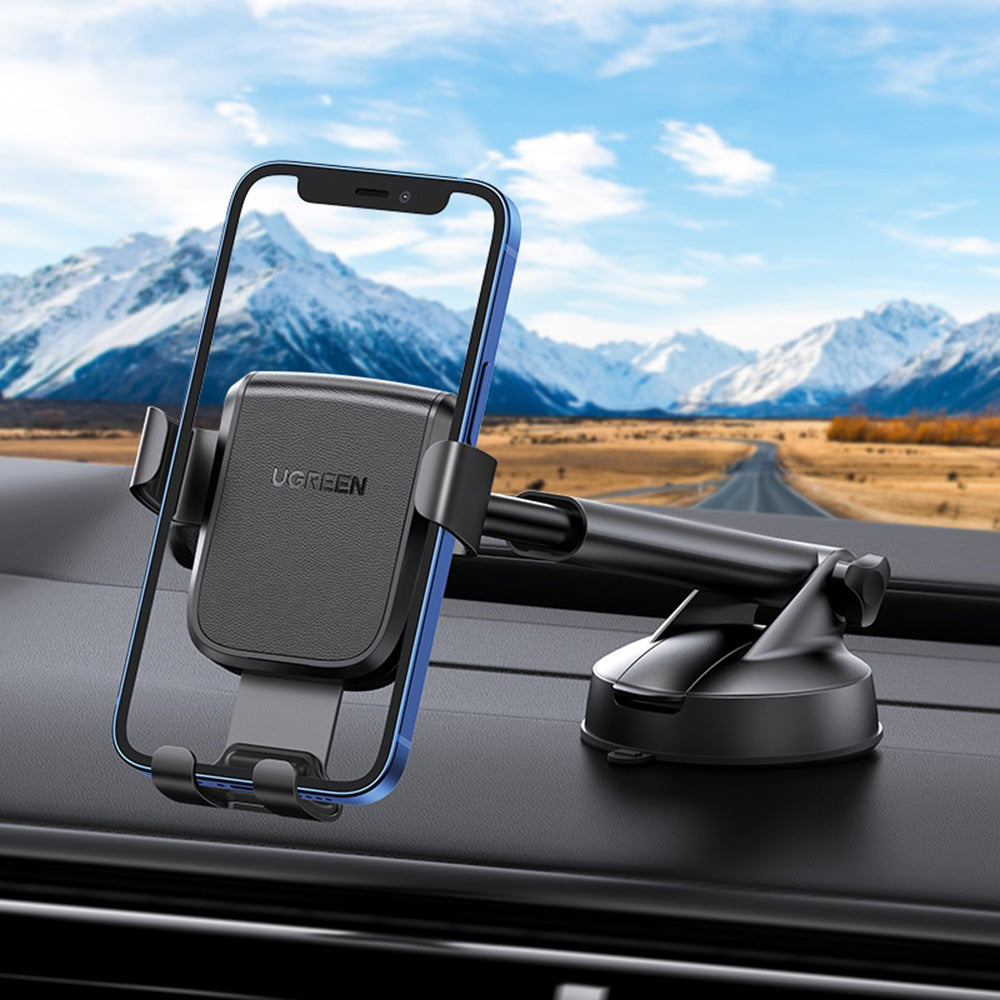 Ugreen - Gravity Phone Holder LP200 (60990B) - for Dashboard, Suction Cup, Telescopic Arm, 360°, for 4.7" - 7" Phones - 