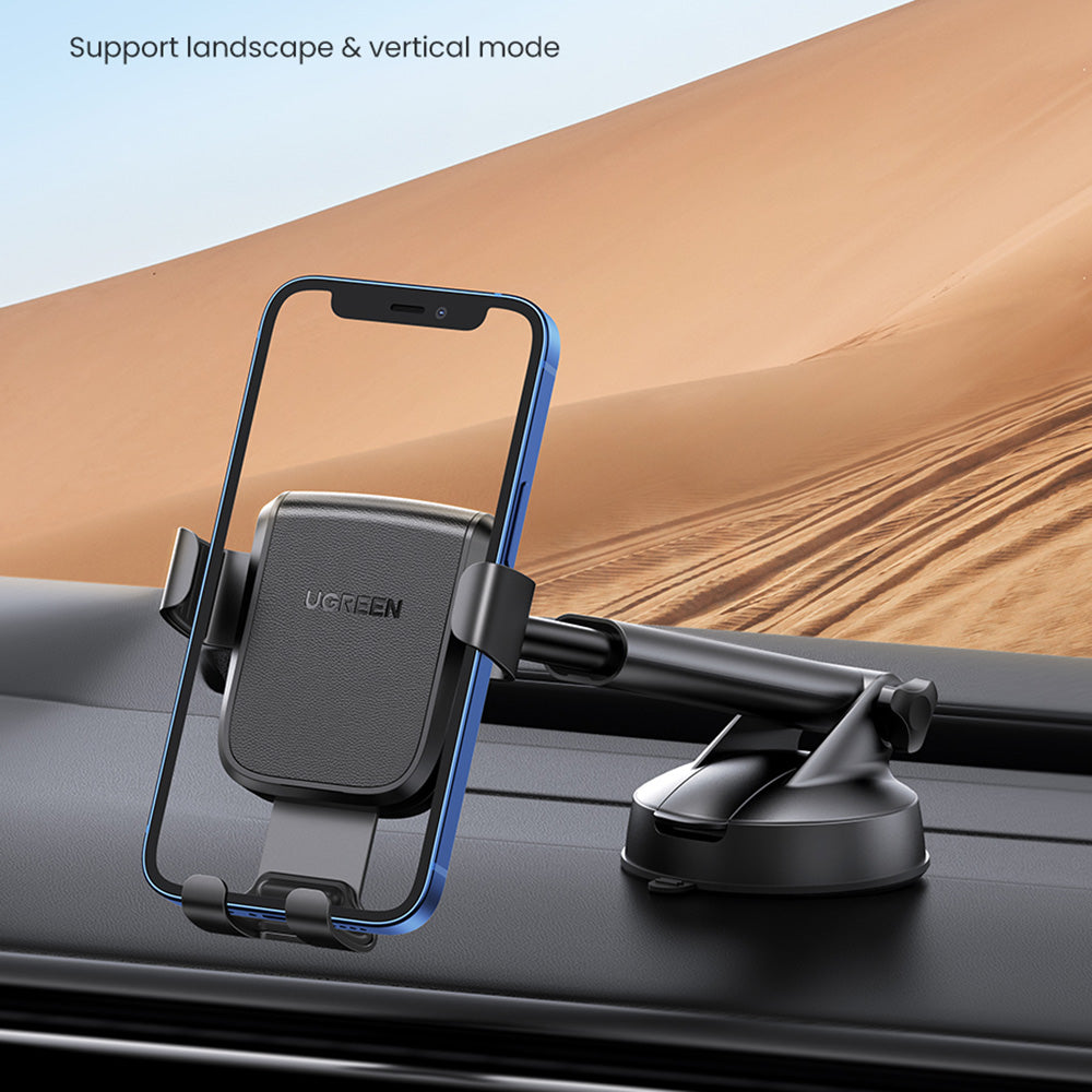 Ugreen - Gravity Phone Holder LP200 (60990B) - for Dashboard, Suction Cup, Telescopic Arm, 360°, for 4.7" - 7" Phones - 