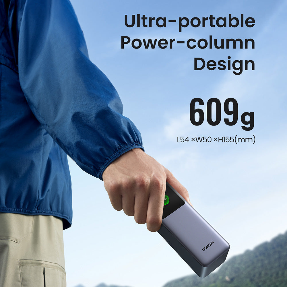Ugreen - Power Bank PB722 (35525B) - Fast Charging, Digital Display, 25000mAh, USB, 2x Type-C, 200W, QC, PD, 5V/3A - Gre