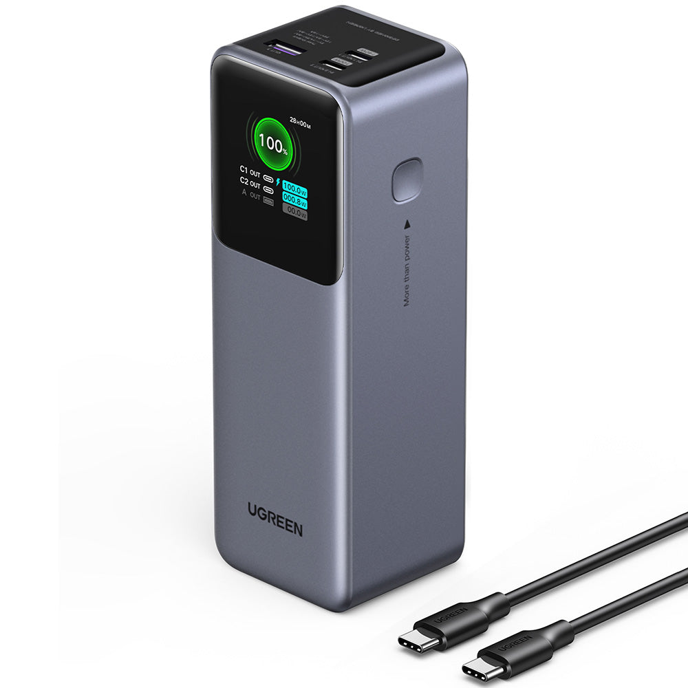 Ugreen - Power Bank PB722 (35525B) - Fast Charging, Digital Display, 25000mAh, USB, 2x Type-C, 200W, QC, PD, 5V/3A - Gre