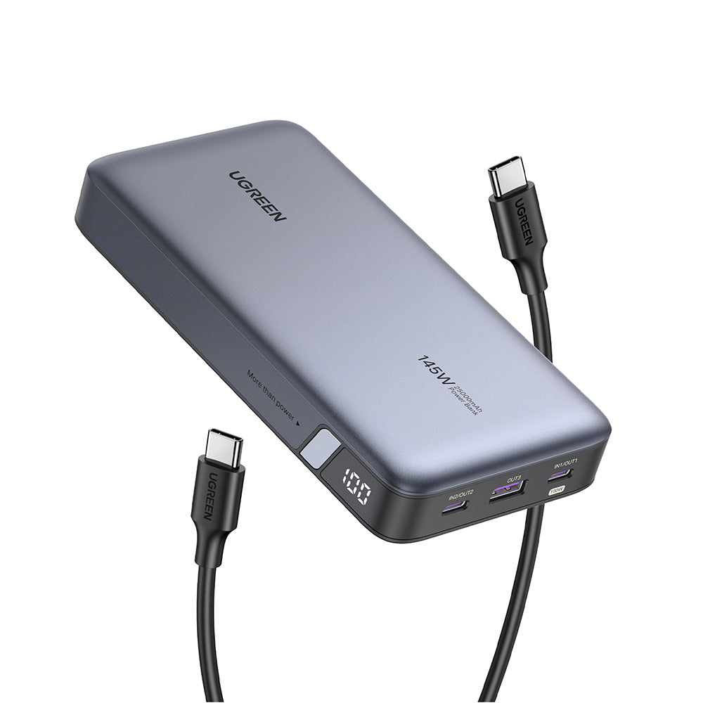 Ugreen - Power Bank PB205 (90597A) - Fast Charge, Digital Display, 25000mAh, USB, 2x Type-C, PD3.0, 145W, 5V/3A - Space 