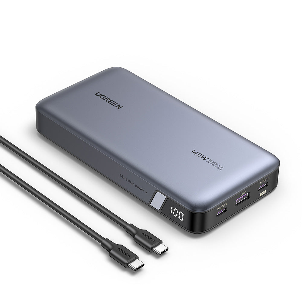 Ugreen - Power Bank PB205 (90597A) - Fast Charge, Digital Display, 25000mAh, USB, 2x Type-C, PD3.0, 145W, 5V/3A - Space 