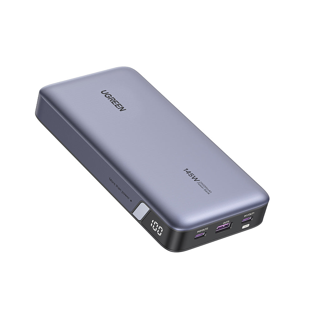 Ugreen - Power Bank PB205 (90597A) - Fast Charge, Digital Display, 25000mAh, USB, 2x Type-C, PD3.0, 145W, 5V/3A - Space 