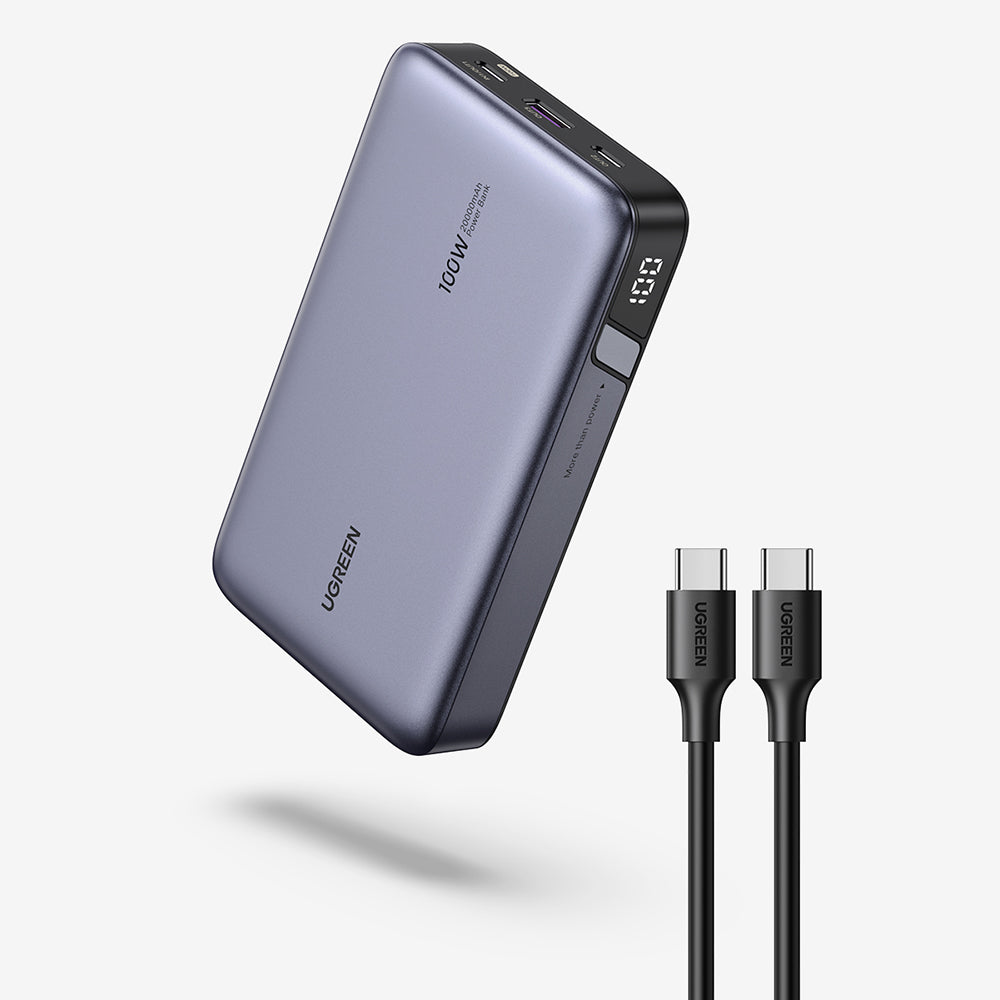 Ugreen - Power Bank PB720 (25188) - Two-way Fast Charging, Digital Display, 20000mAh, USB, Type-C, 100W, 5V/3A - Black