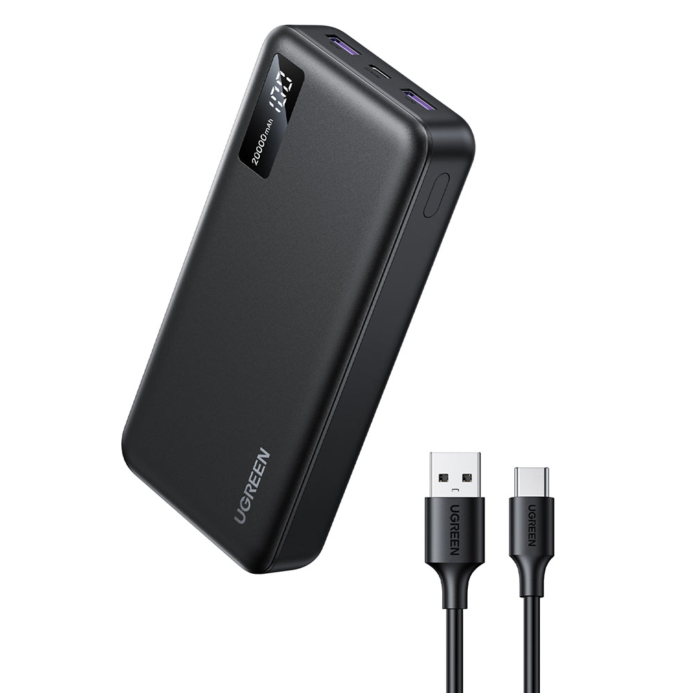 Ugreen - Power Bank PB312 (25683) - Fast Charging, Digital Display, 20000mAh, 2x USB, 2x Type-C, PD3.0, 5V/3A - Black