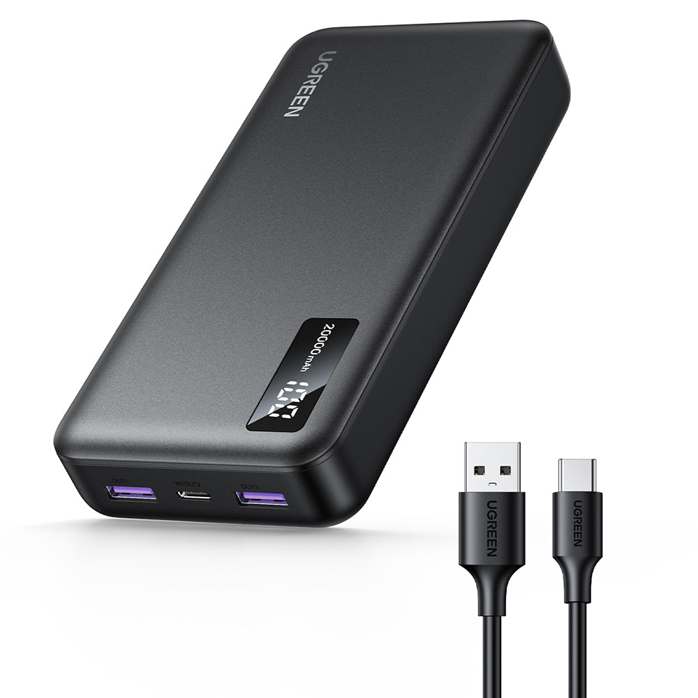 Ugreen - Power Bank PB312 (25683) - Fast Charging, Digital Display, 20000mAh, 2x USB, 2x Type-C, PD3.0, 5V/3A - Black