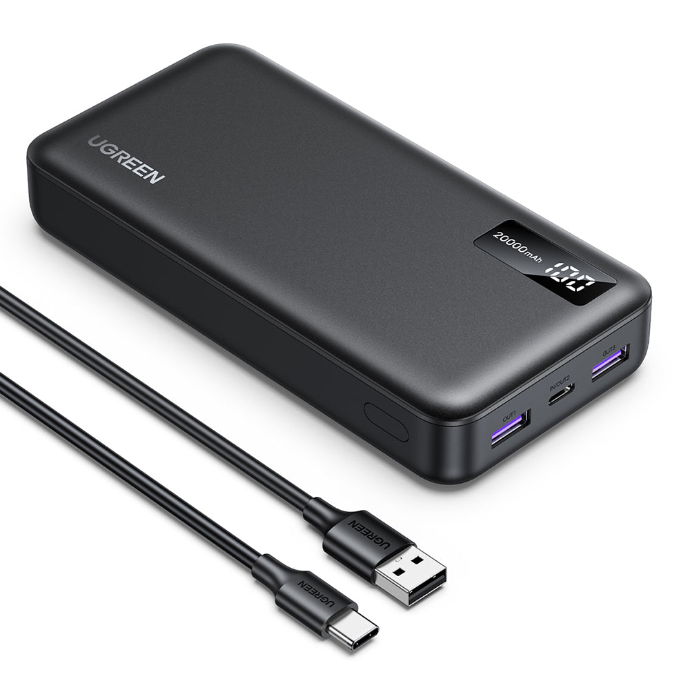 Ugreen - Power Bank PB312 (25683) - Fast Charging, Digital Display, 20000mAh, 2x USB, 2x Type-C, PD3.0, 5V/3A - Black