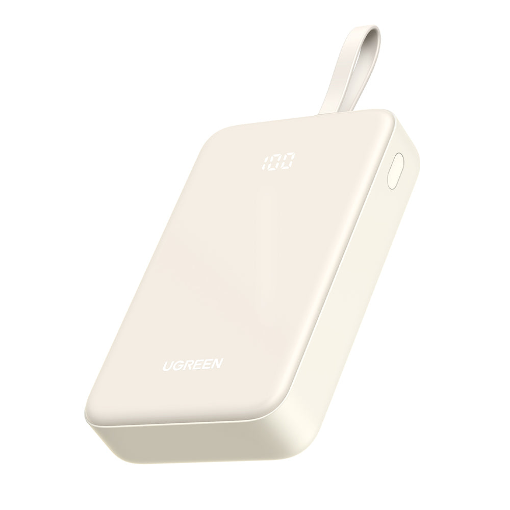 Ugreen - Power Bank PB505 (35340) - Fast Charging, 20000mAh, USB, USB-C, Built-in Type-C Cable, 22.5W, 5V/3A - Beige