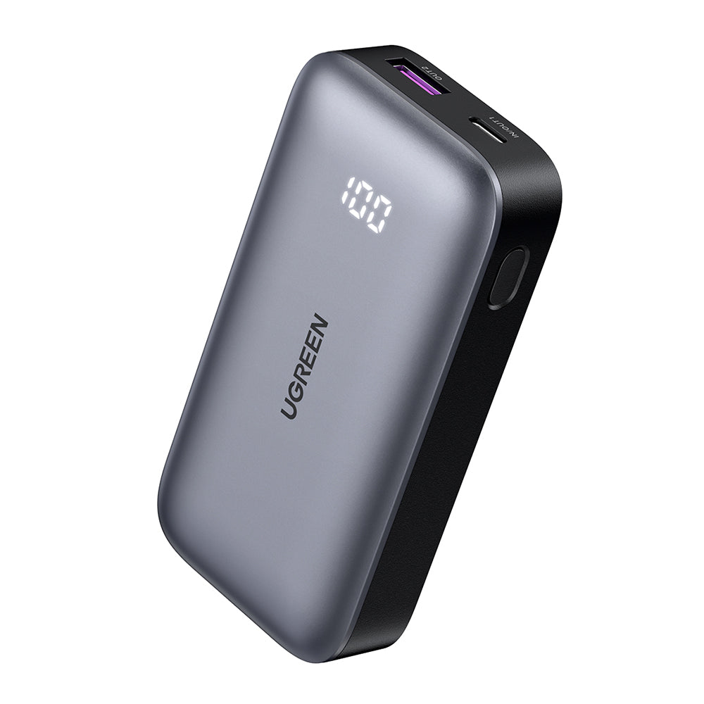 Ugreen - Power Bank PB502 (25185) - Fast Charging, with Digital Display, 10000mAh, USB, Type-C, 30W, 5V/3A - Grey