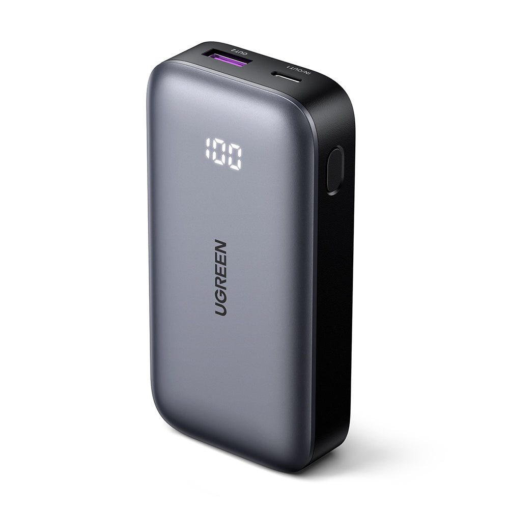 Ugreen - Power Bank PB502 (25185) - Fast Charging, with Digital Display, 10000mAh, USB, Type-C, 30W, 5V/3A - Grey