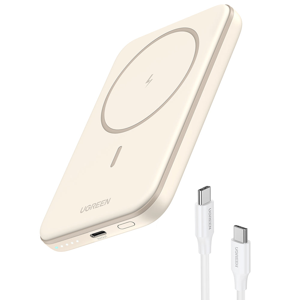 Ugreen - Power Bank PB560 (25207) - Fast Charge, Wireless, Magnetic, 5000mAh, USB-C, 15W, 5V/3A, with Type-C Cable - Bei