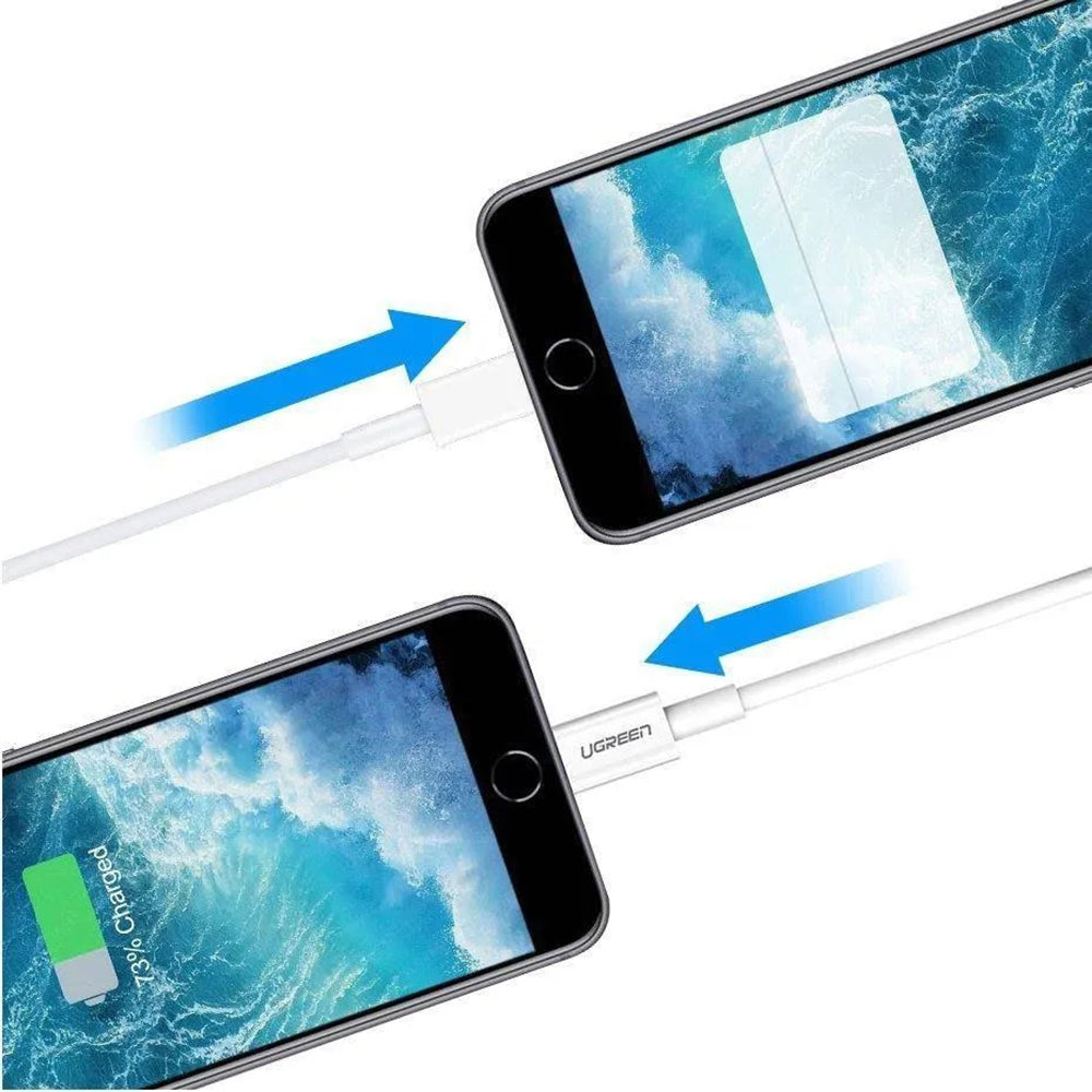 Ugreen - Data Cable US155 (20730) - for iPhone, iPad, iPod, USB to Lightning, 5V/2.4A, 480Mbps, MFi Ceritified, 2m - Whi