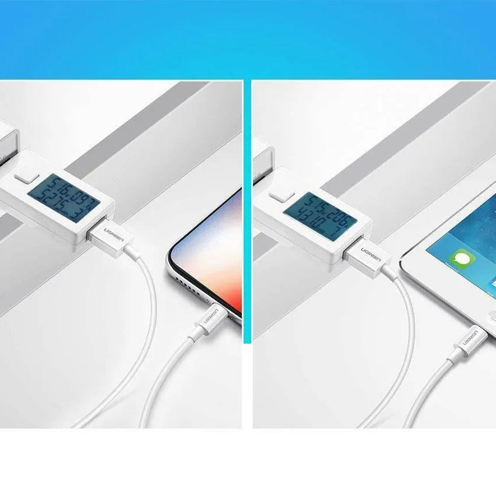 Ugreen - Data Cable US155 (20728) - for iPhone, iPad, iPod, USB to Lightning, 5V/2.4A, 480Mbps, MFi Ceritified, 1m - Whi