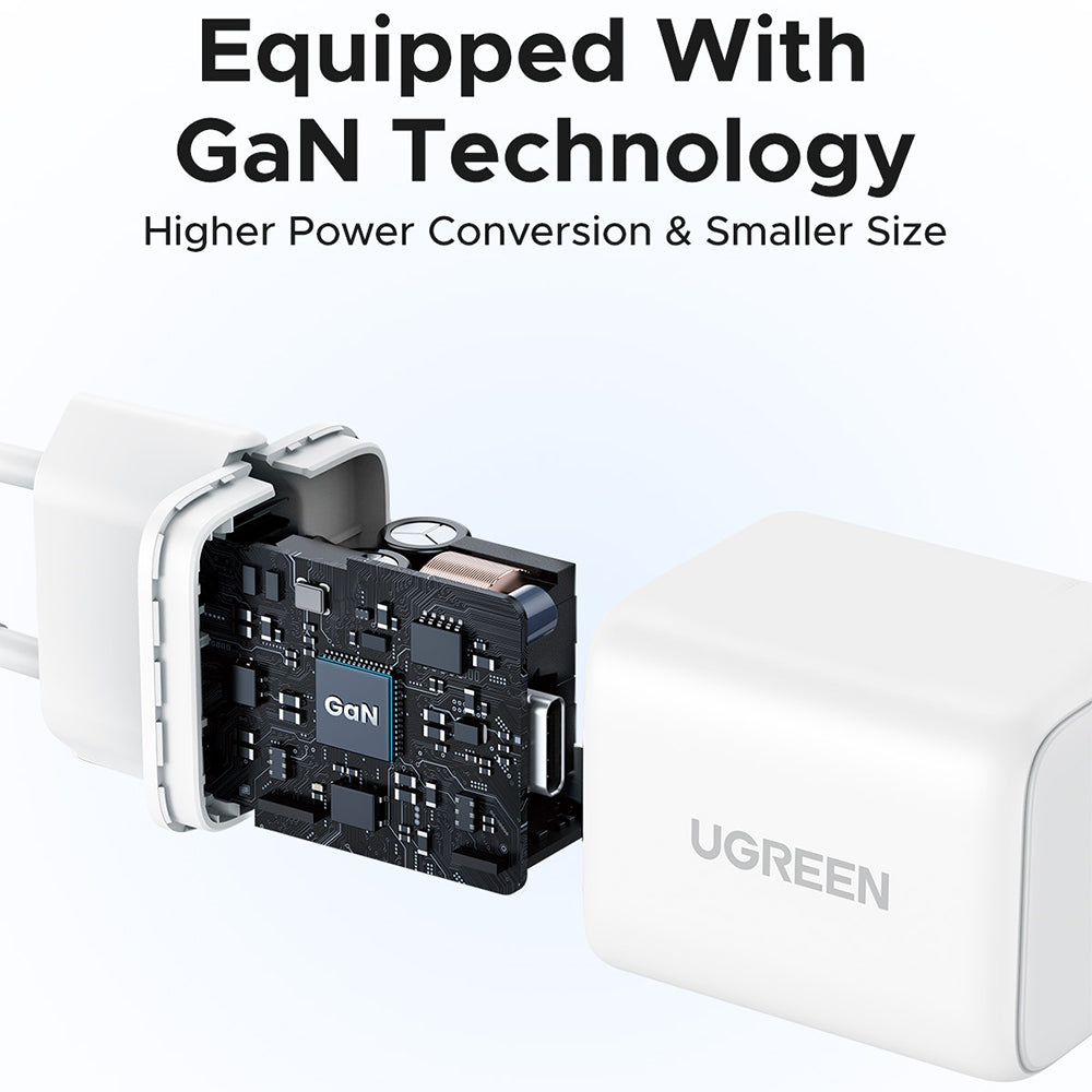 Ugreen - Wall Charger X512 (55554) - USB-C, GaN, Fast Charging, 20W, PD3.0, QC4, 3A - White
