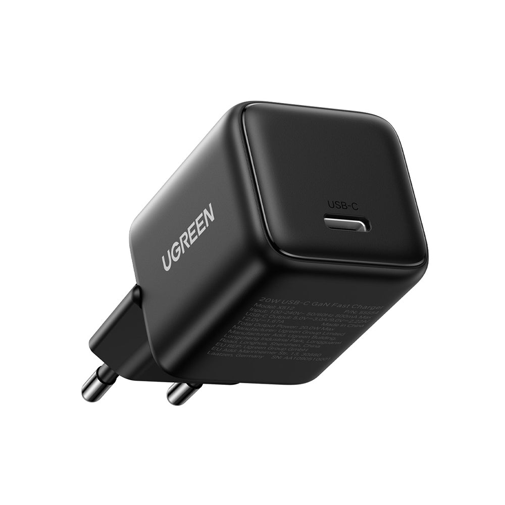 Ugreen - Wall Charger X512 (55553) - USB-C, GaN, Fast Charging, 20W, PD3.0, QC4, 3A - Black