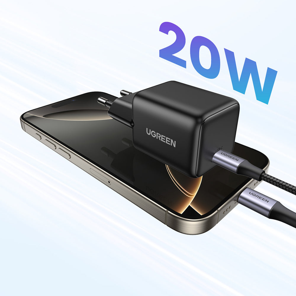 Ugreen - Wall Charger X512 (55553) - USB-C, GaN, Fast Charging, 20W, PD3.0, QC4, 3A - Black