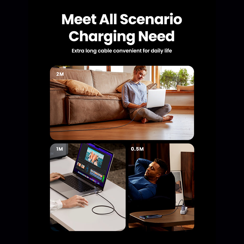 Ugreen - Data Cable L513 (45068) - USB-C to Type-C, Fast Charging, PD240W, 5A, 480Mbps, 2m - Space Gray