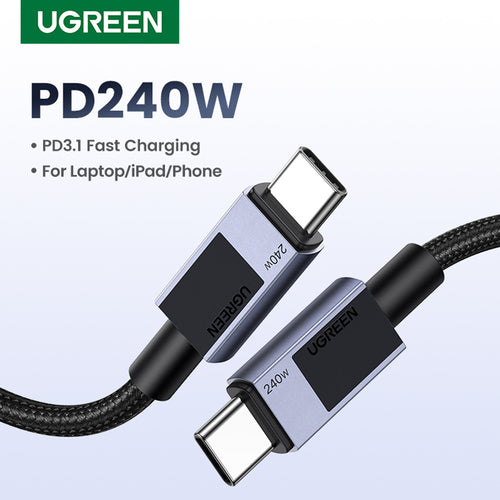 Ugreen - Data Cable L513 (45068) - USB-C to Type-C, Fast Charging, PD240W, 5A, 480Mbps, 2m - Space Gray