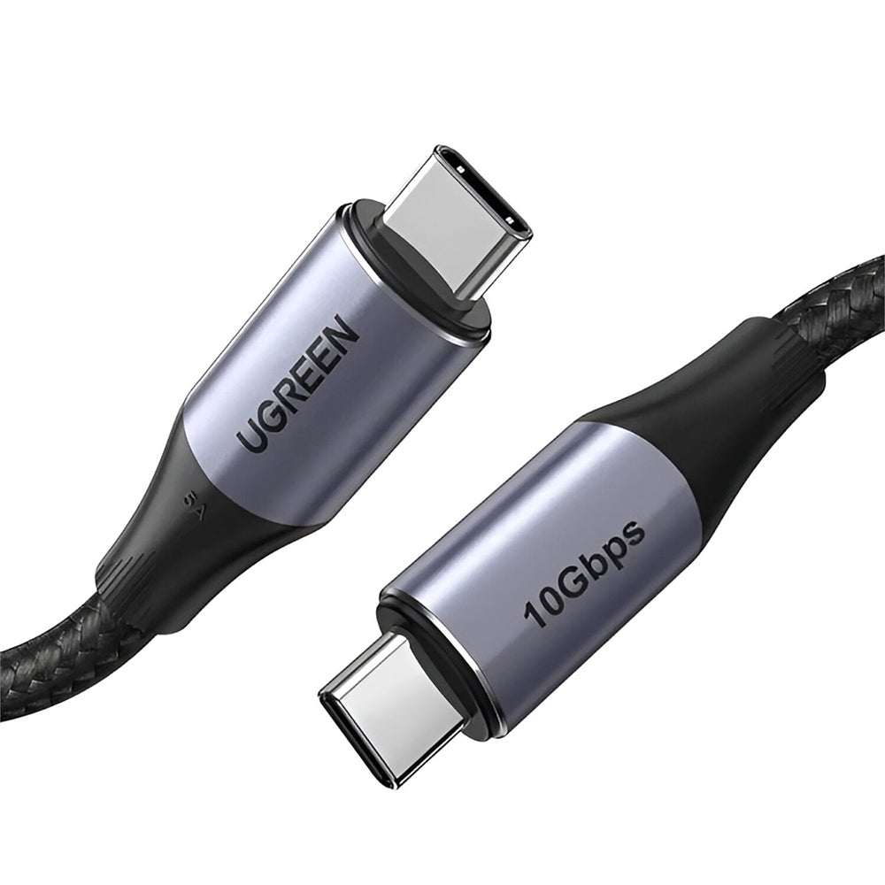 Ugreen - Data Cable US355 (80150) - Type-C, Fast Charging, 100W, 5A, 4K, 10Gbps, Smart Chip, Audio-Video, Nylon, 1m - Bl