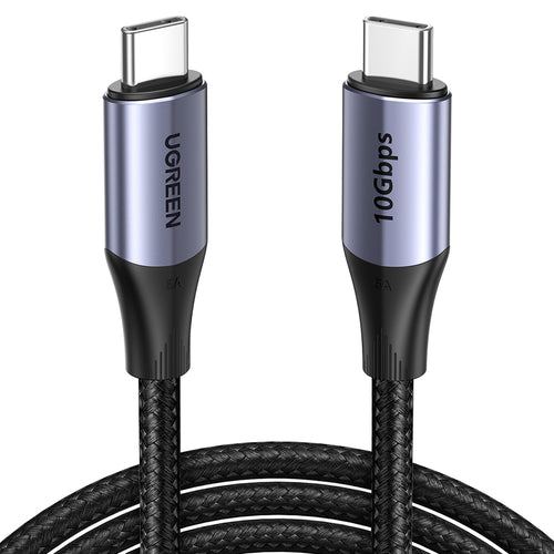Ugreen - Data Cable US355 (80150) - Type-C, Fast Charging, 100W, 5A, 4K, 10Gbps, Smart Chip, Audio-Video, Nylon, 1m - Bl