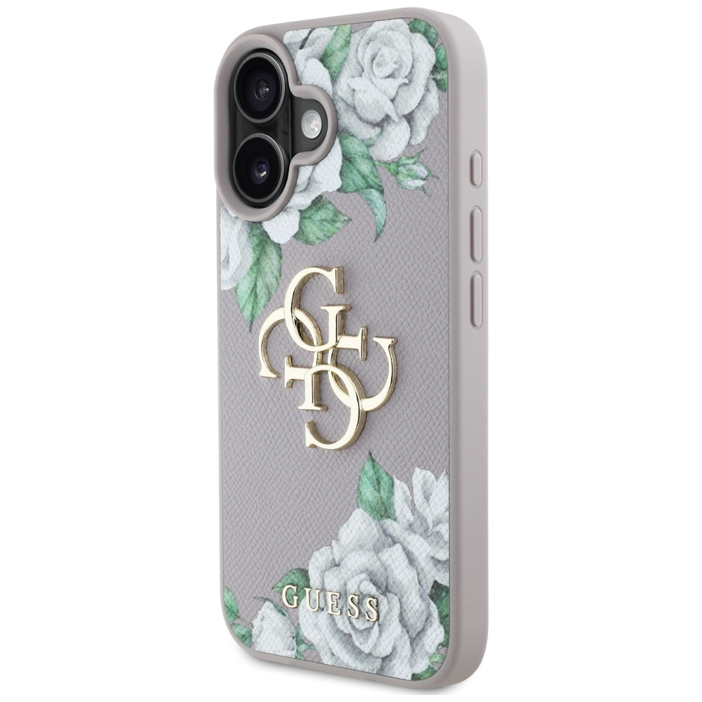 Husa pentru iPhone 16 - Guess Hardcase 4G Grained Roses Big Logo (GUHCP16SPGROP4MU) - Purple