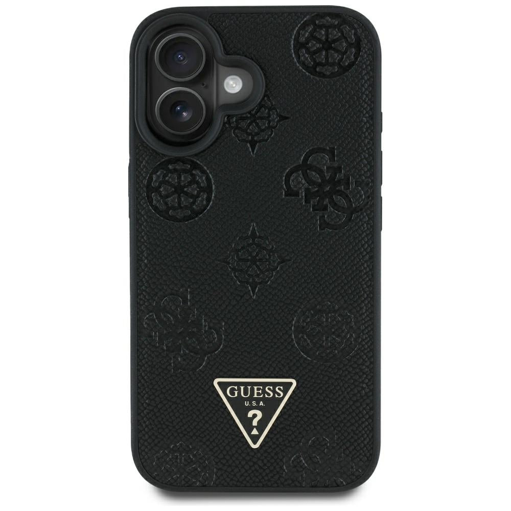Guess - Peony Grained Hot Stamp Triangle MagSafe (GUHMP16SPGBTMK) - iPhone 16 - Black