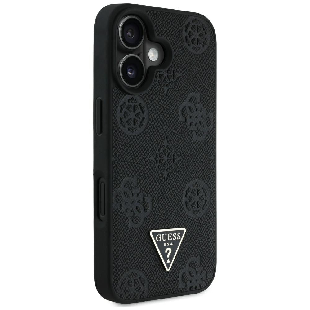 Guess - Peony Grained Hot Stamp Triangle MagSafe (GUHMP16SPGBTMK) - iPhone 16 - Black