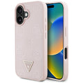 Guess Husa de protectie Guess Peony Grained Hot Stamp Triangle MagSafe (GUHMP16SPGBTMP) compatibil cu iPhone 16, Roz