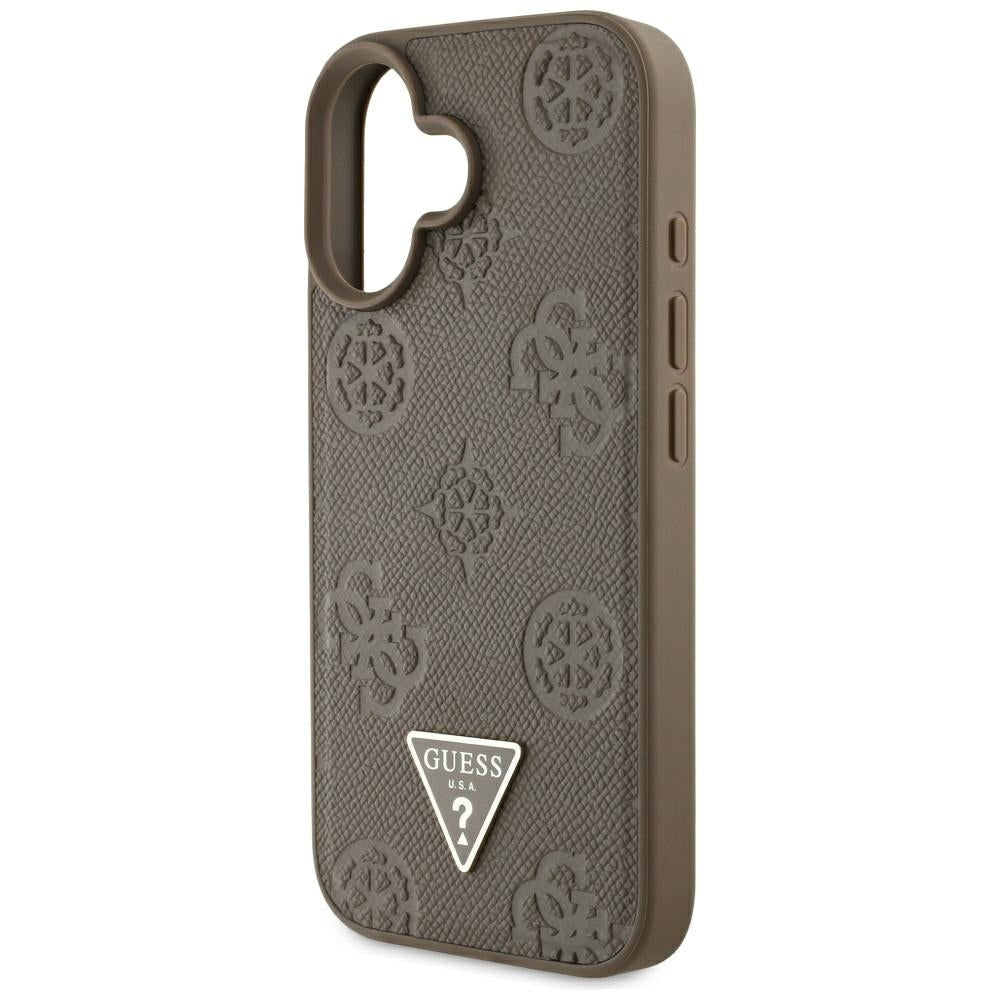 Guess - Peony Grained Hot Stamp Triangle MagSafe (GUHMP16SPGBTMW) - iPhone 16 - Brown