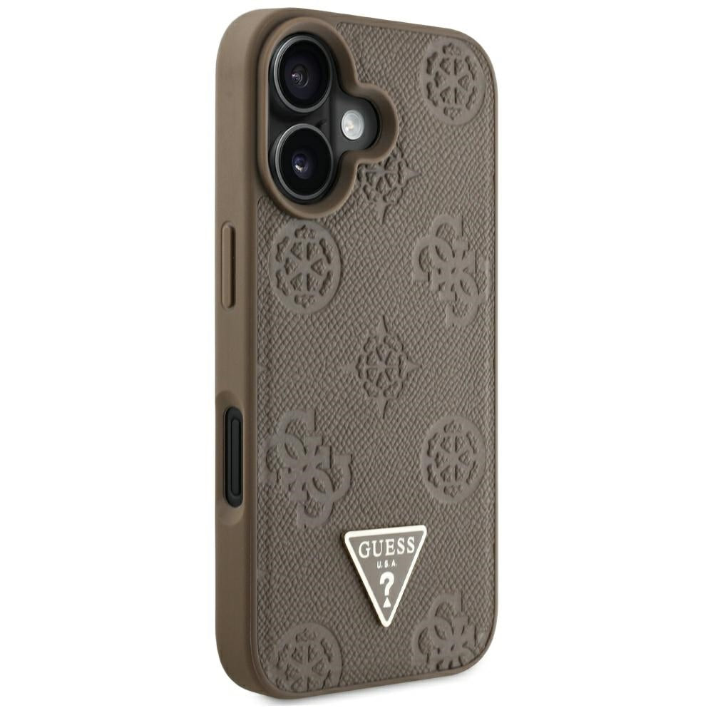 Guess - Peony Grained Hot Stamp Triangle MagSafe (GUHMP16SPGBTMW) - iPhone 16 - Brown