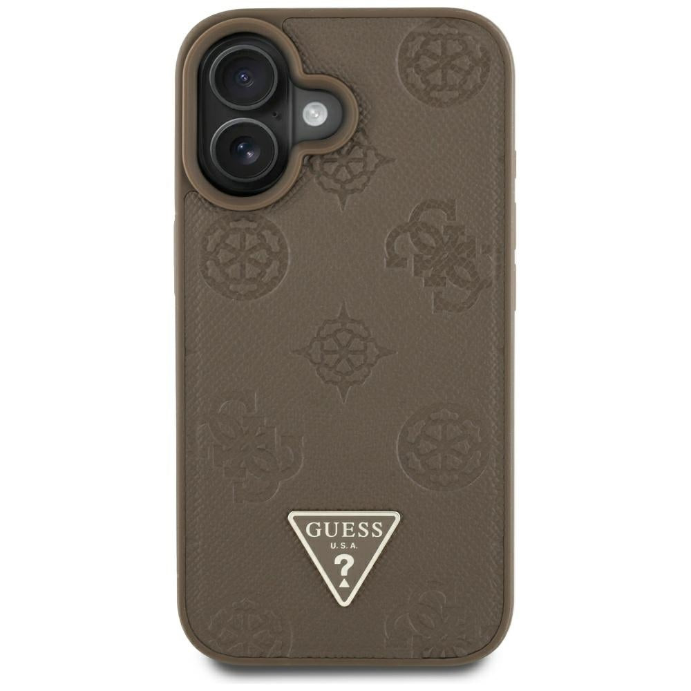 Guess - Peony Grained Hot Stamp Triangle MagSafe (GUHMP16SPGBTMW) - iPhone 16 - Brown