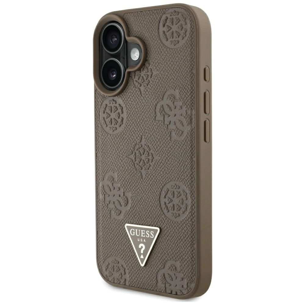 Guess - Peony Grained Hot Stamp Triangle MagSafe (GUHMP16SPGBTMW) - iPhone 16 - Brown