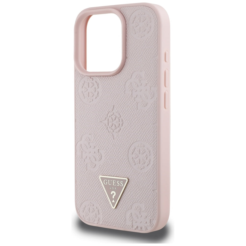 Guess - Peony Grained Hot Stamp Triangle MagSafe (GUHMP16LPGBTMP) - iPhone 16 Pro - Pink