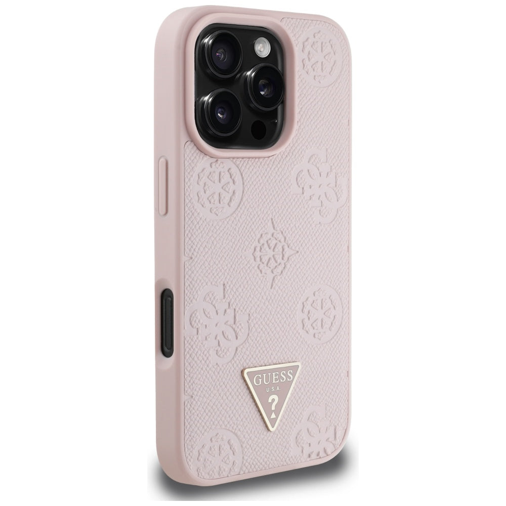 Guess - Peony Grained Hot Stamp Triangle MagSafe (GUHMP16LPGBTMP) - iPhone 16 Pro - Pink