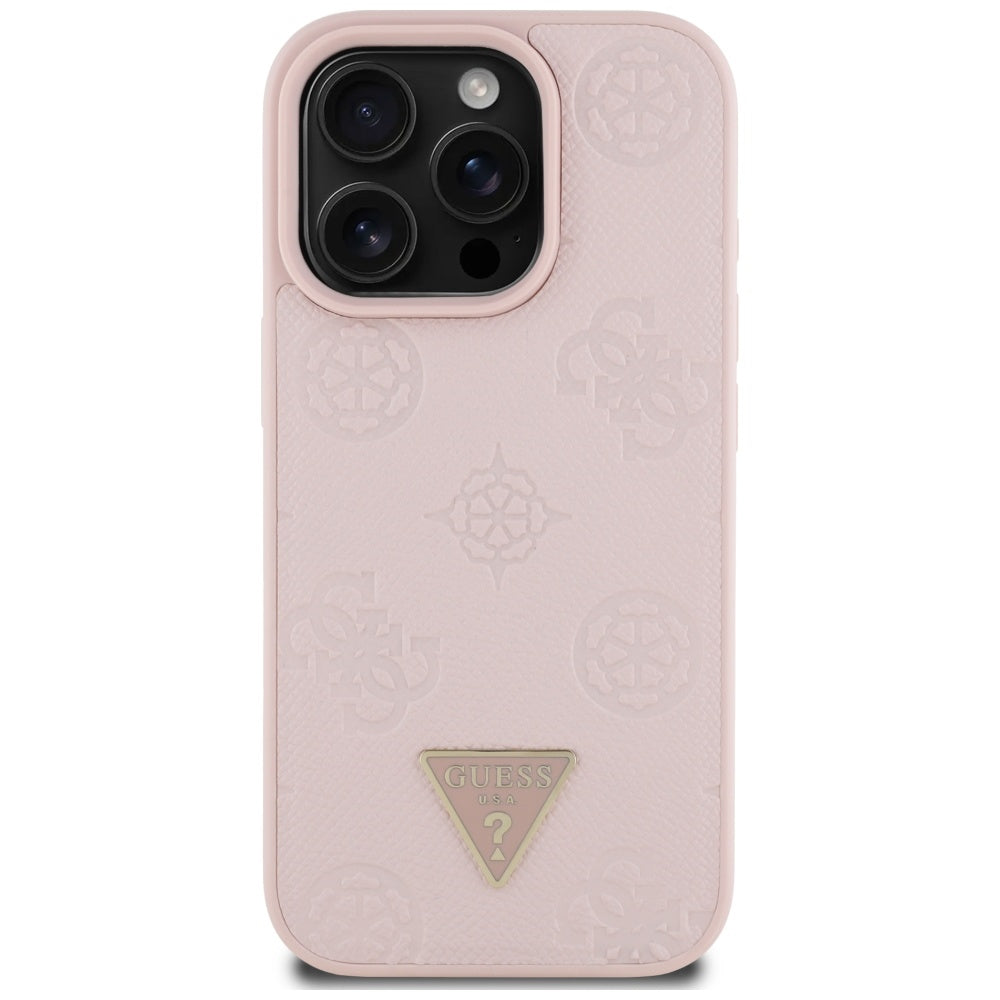 Guess - Peony Grained Hot Stamp Triangle MagSafe (GUHMP16LPGBTMP) - iPhone 16 Pro - Pink