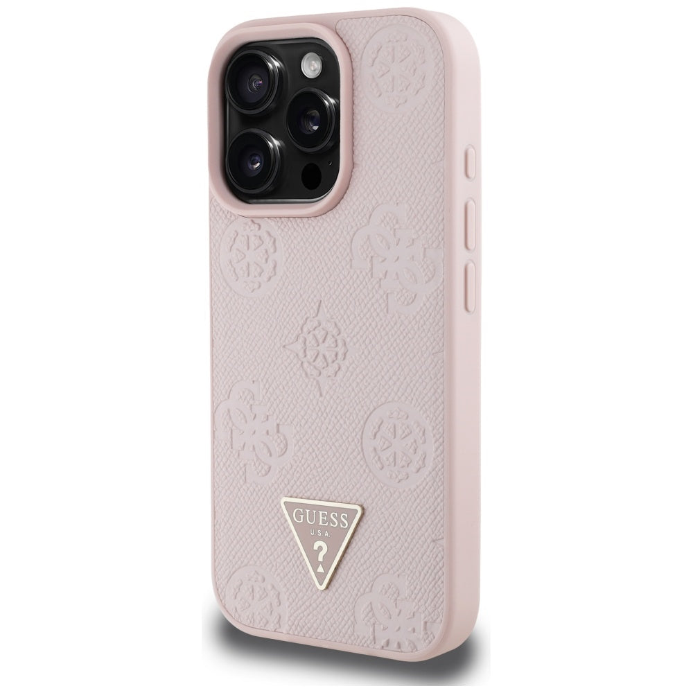 Guess - Peony Grained Hot Stamp Triangle MagSafe (GUHMP16LPGBTMP) - iPhone 16 Pro - Pink