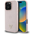 Guess - Peony Grained Hot Stamp Triangle MagSafe (GUHMP16LPGBTMP) - iPhone 16 Pro - Pink