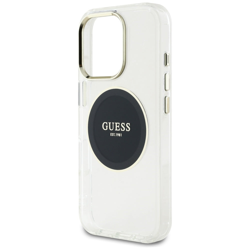 Husa pentru iPhone 16 Pro - Guess IML Metal Colored Circle MagSafe (GUHMP16LHTDRCEDK) - Black