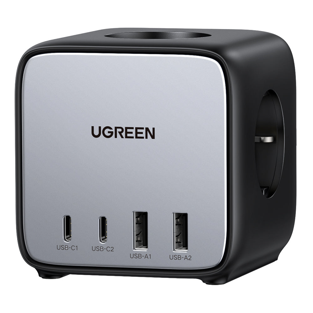 Ugreen - Wall Charger DigiNest Cube 7in1 CD268 (60113) - GaN, Fast Charge, 2x USB-C, 2x USB, 3x AC, 2990W, 13A, PD65W - 