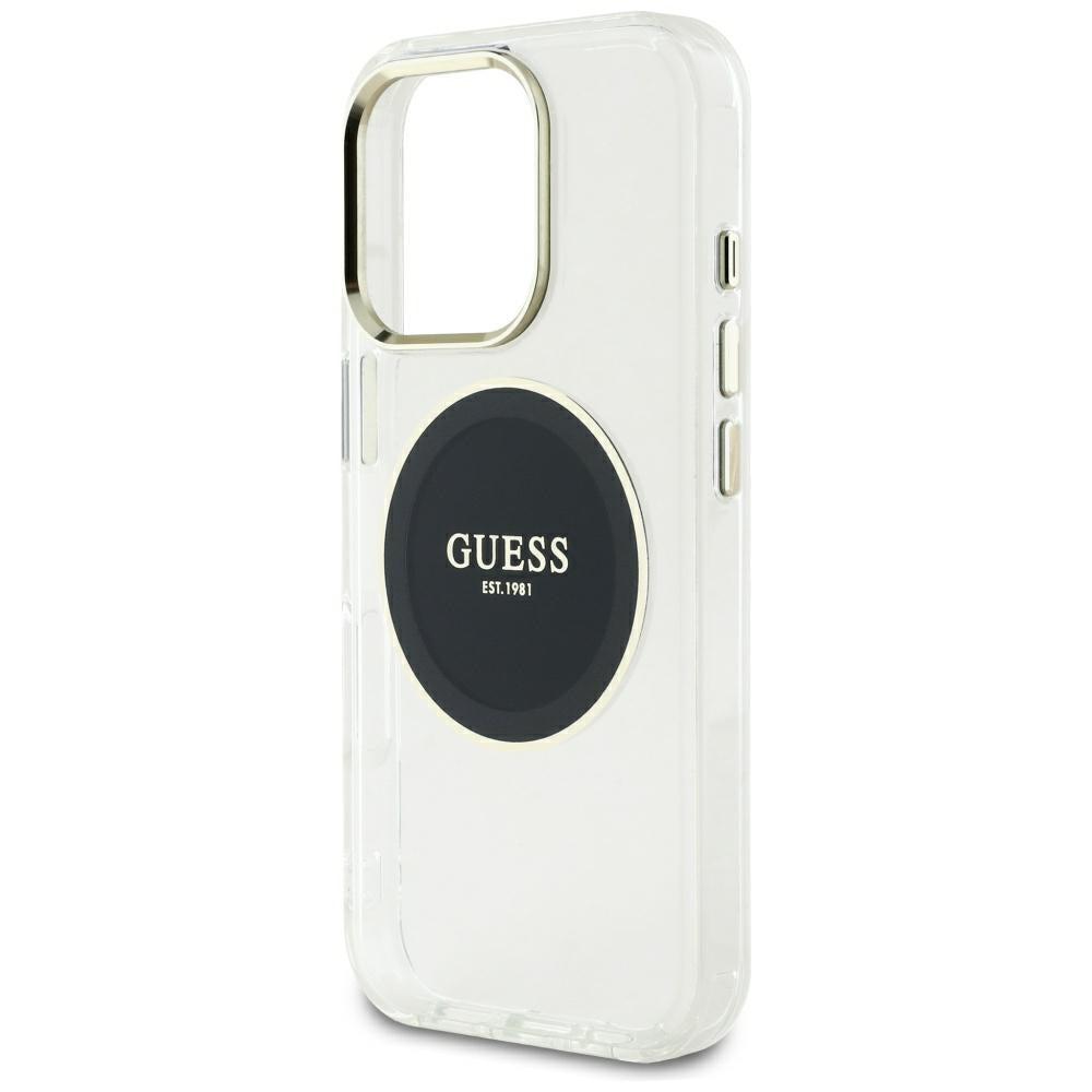 Husa pentru iPhone 16 Pro Max - Guess IML Metal Colored Circle MagSafe (GUHMP16XHTDRCEDK) - Black