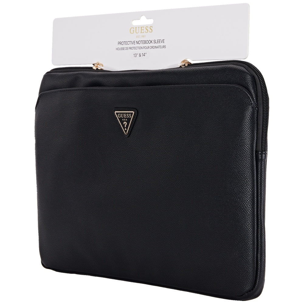 Guess - Computer Sleeve Grained Triangle Logo (GUCS14ZPGTSPSK) - for Laptop, Tablet 14", Zipper, Pocket, Eco-Leather - B
