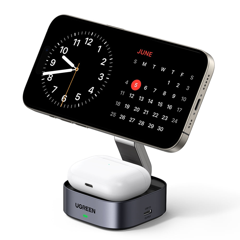 Ugreen - Wireless Charger 2in1 W526 (35278) - MagSafe, for iPhone, Apple Watch, AirPods, USB-C, Foldable, 25W, 3A, Qi2- 