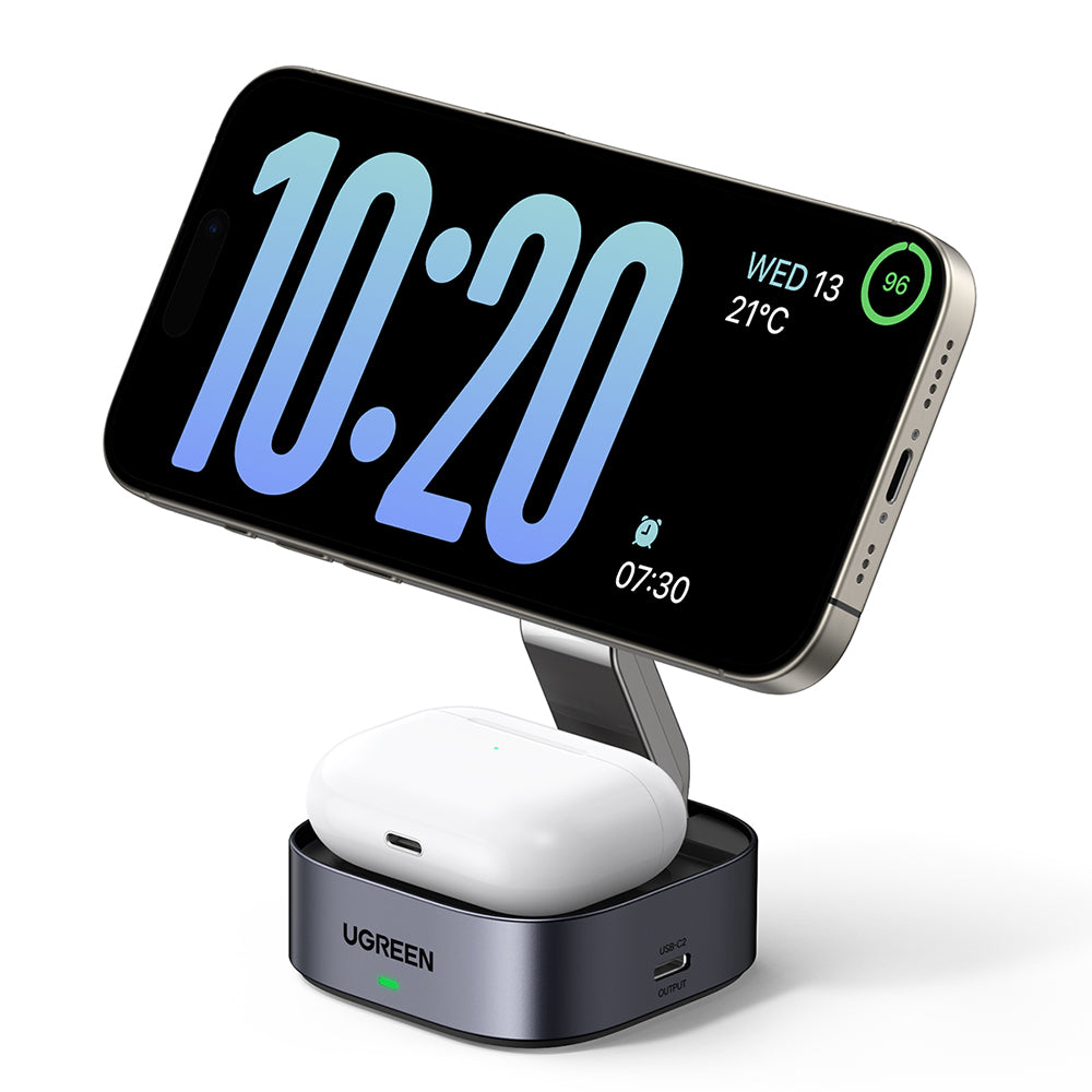 Ugreen - Wireless Charger 2in1 W526 (35278) - MagSafe, for iPhone, Apple Watch, AirPods, USB-C, Foldable, 25W, 3A, Qi2- 