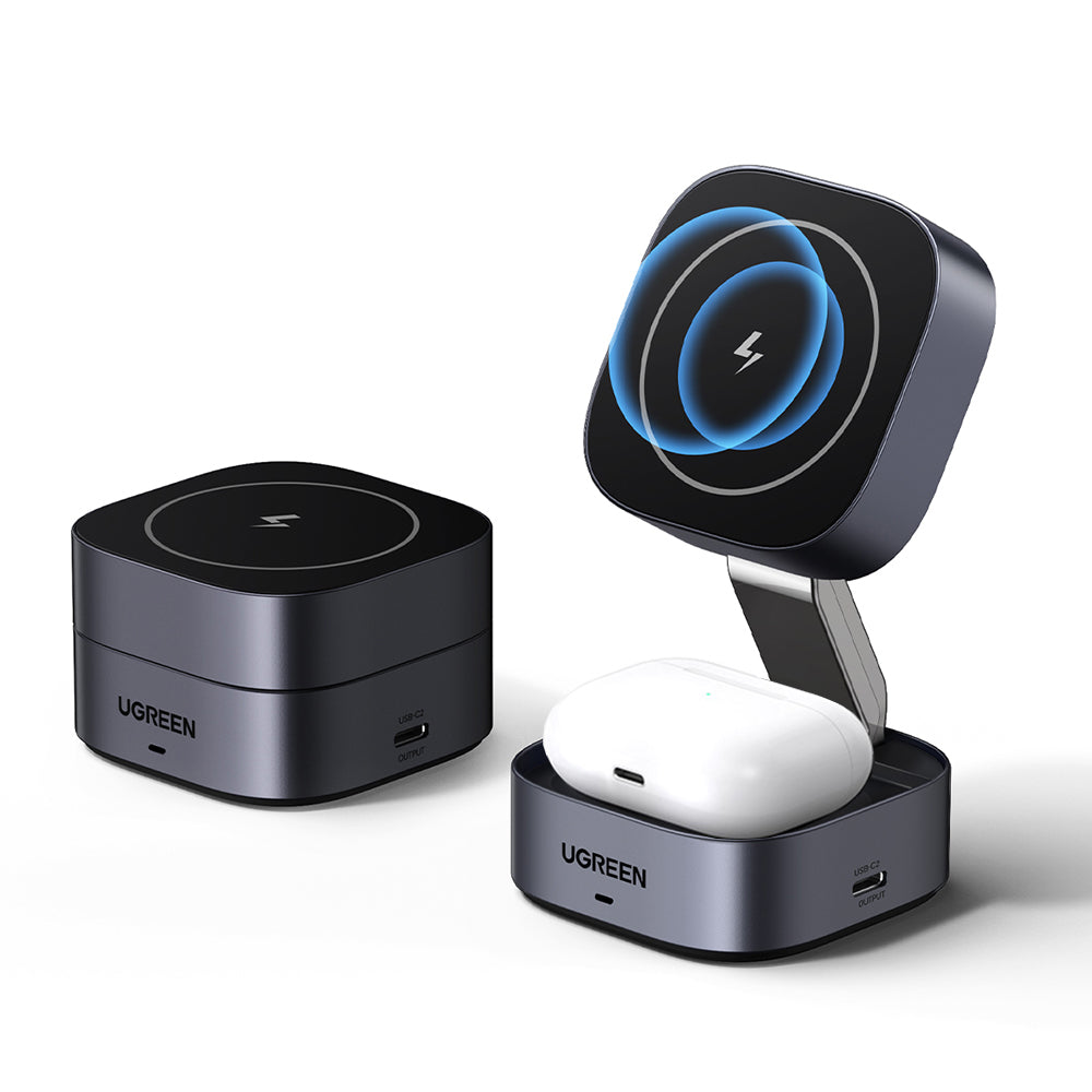 Ugreen - Wireless Charger 2in1 W526 (35278) - MagSafe, for iPhone, Apple Watch, AirPods, USB-C, Foldable, 25W, 3A, Qi2- 