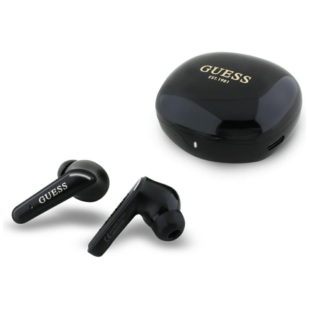 Guess - Wireless Earbuds Flat Classic Logo Electroplated (GUTWST7FCEEK) - Bluetooth 5.4, TWS, Microphone, 300mAh - Black